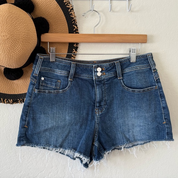 Anthropologie Pilcro Mid Rise Micro Cutoff Denim Shorts SZ 29 - Picture 7 of 16